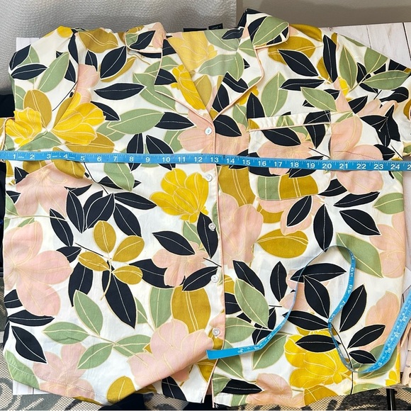 Rachel Zoe Floral Pajama Set - Yellow and Green Leaf Print Tropical - Picture 6 of 9